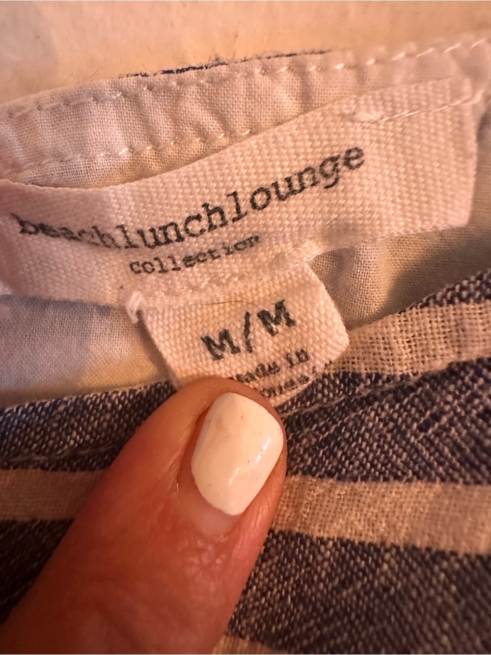 Beach Lunch Lounge Striped Linen Blend Shift Dress Medium Navy White - Picture 7 of 8